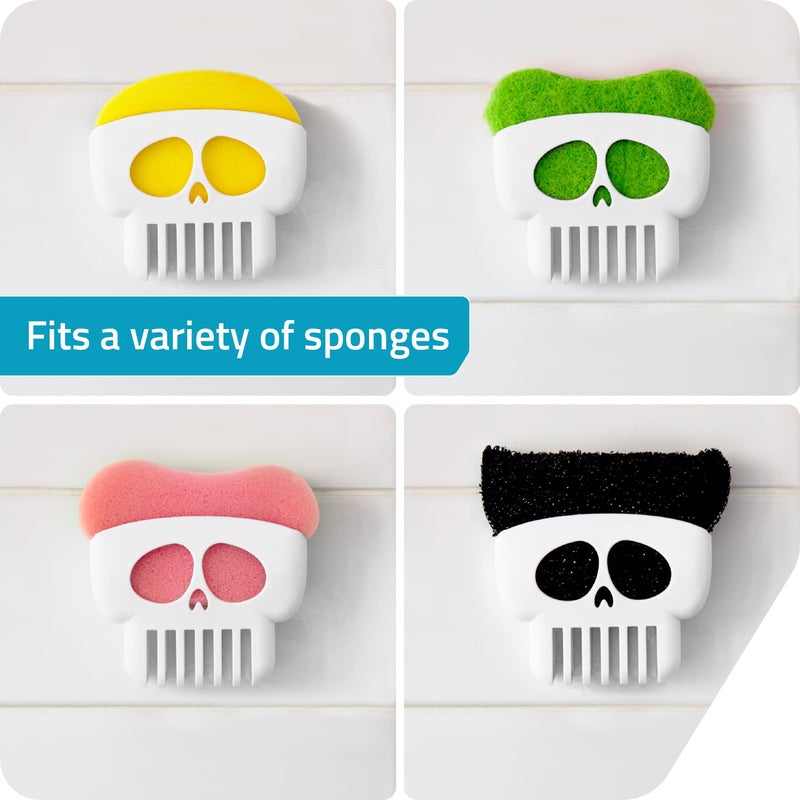 Peleg Design Brain Drain White Skull Sponge Holder for Kitchen, Bath, or Sink, Drains and Dries All Types of Sponges, 1 Sponge Included - Image 4